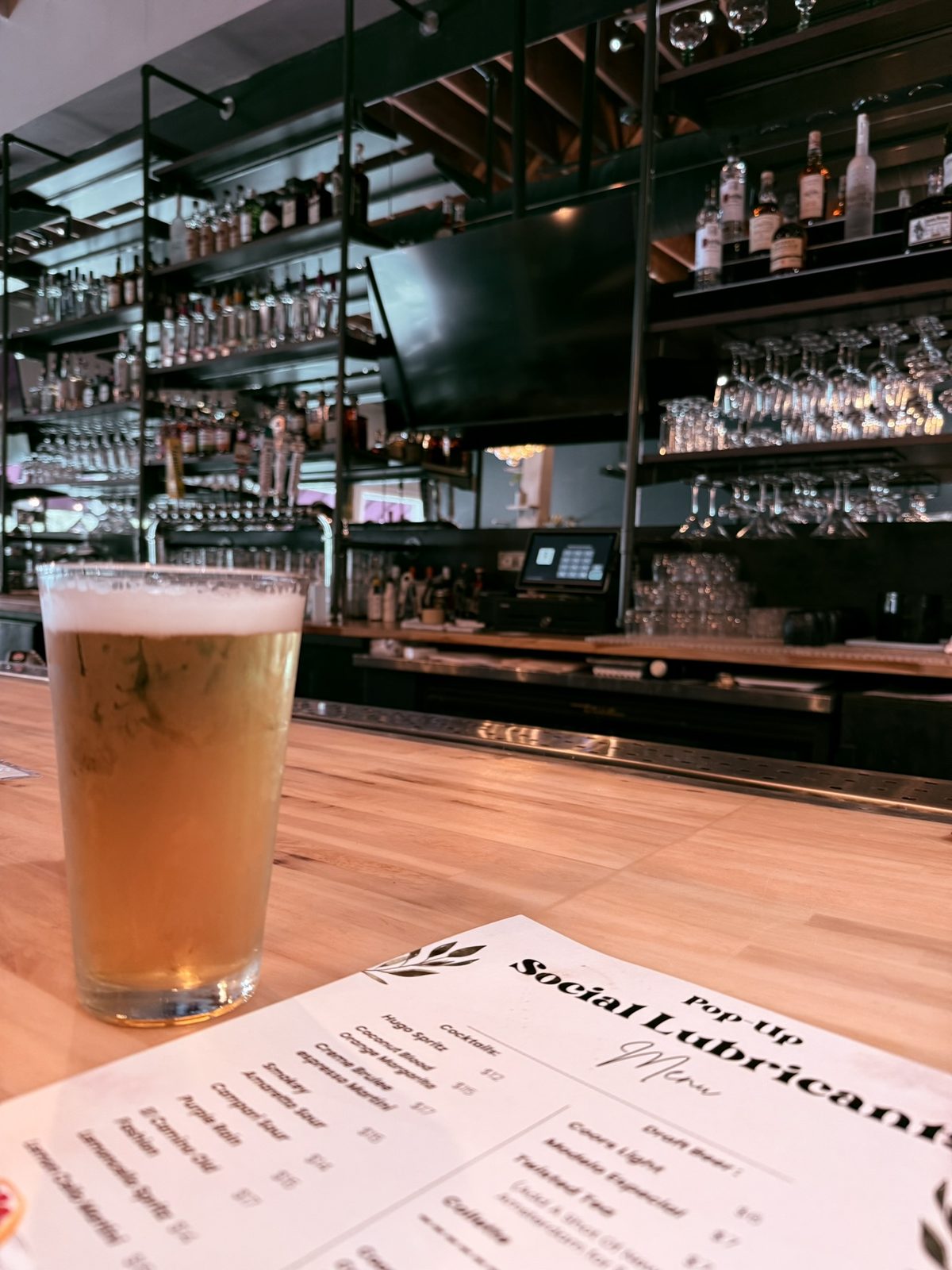 Draft beer and menu at Olde Town Social